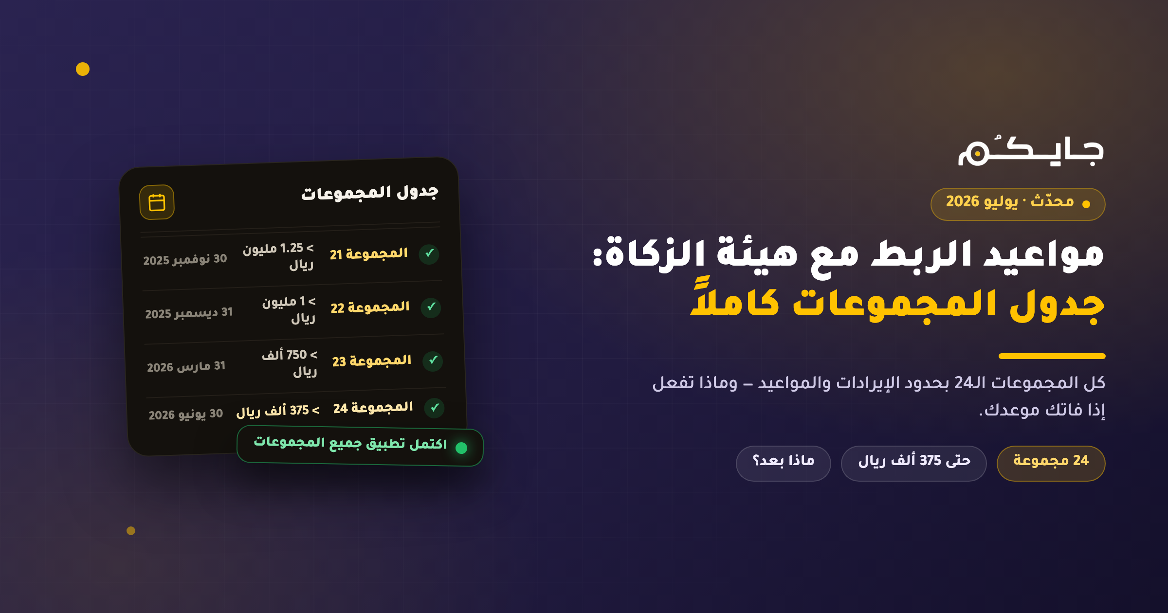 مواعيد الربط مع هيئة الزكاة: جدول المجموعات كاملاً وماذا بعد؟