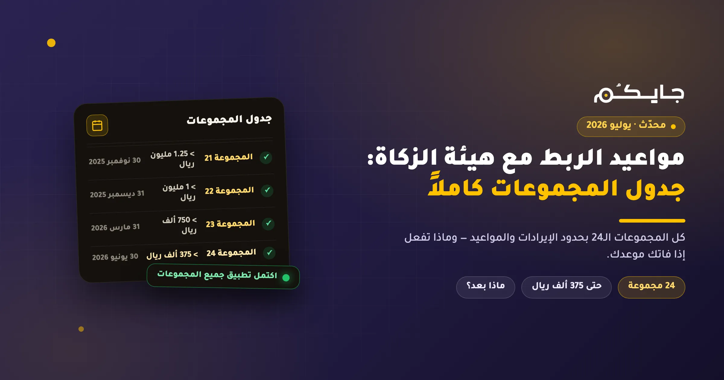مواعيد الربط مع هيئة الزكاة: جدول المجموعات كاملاً وماذا بعد؟